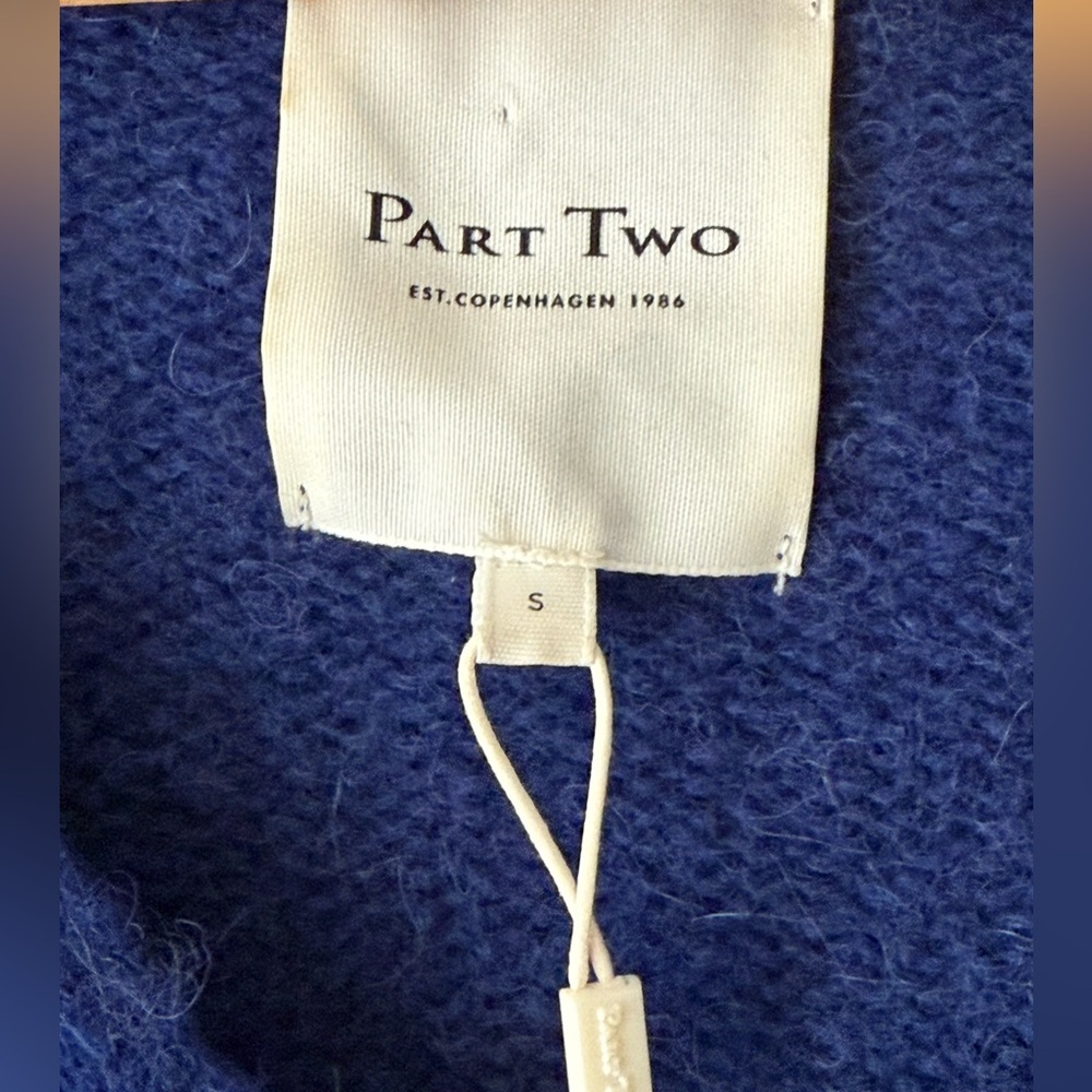 Part Two Raluca Copenhagen Blue Ivory Colorblock Alpaca Wool Blend Sweater Small - Picture 10 of 15